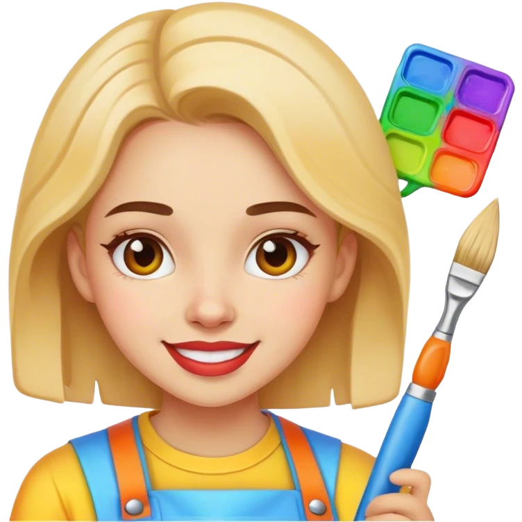 very cheerful and colorful painter girl emoji