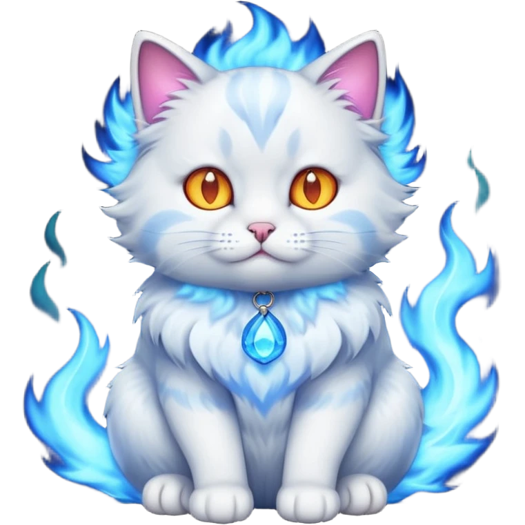 fire blue cat emoji