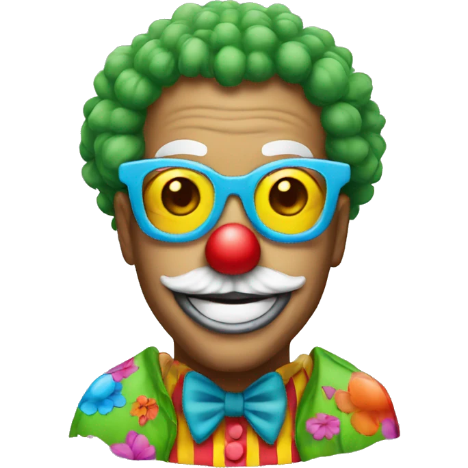 A clown with flower glasses  emoji