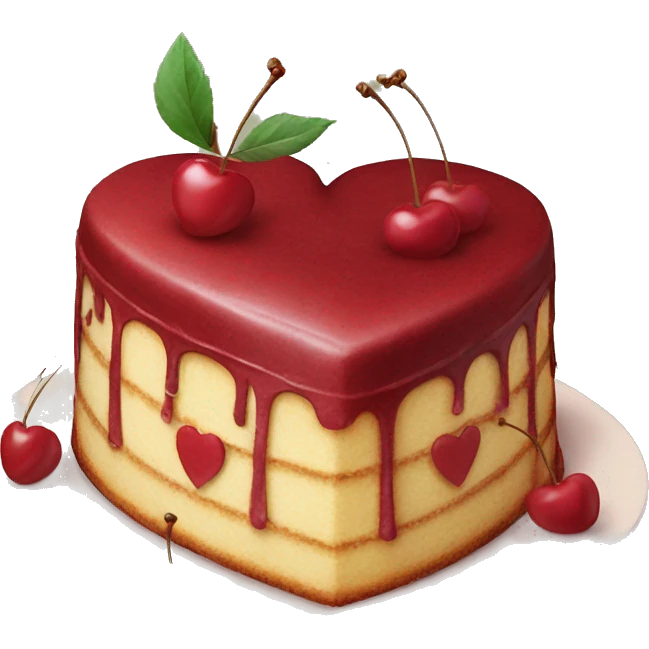 Vintage heart-shaped cake with cherries  emoji