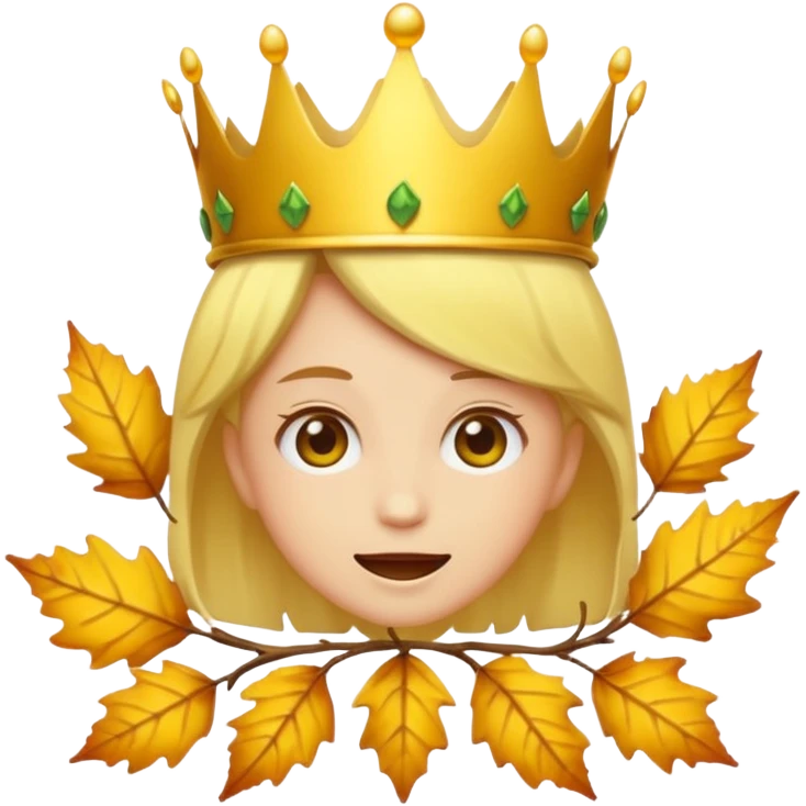 fall ecstatic emoticon artsy slightly creepy crown of leaves but make the base a normal yellow genderless emoji emoji