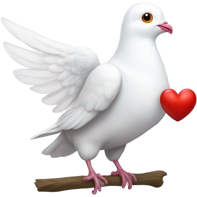 White pigeon with heart emoji