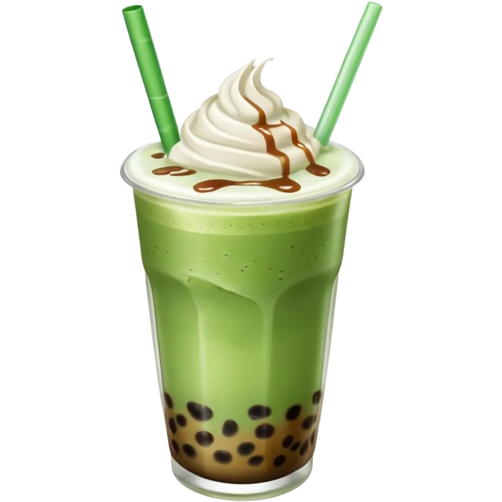 matcha latte with boba and ice without sticks and add a lil coffee  emoji