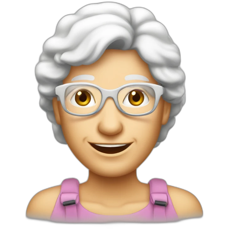 Pensionato con barbetta bianca felice e contento emoji