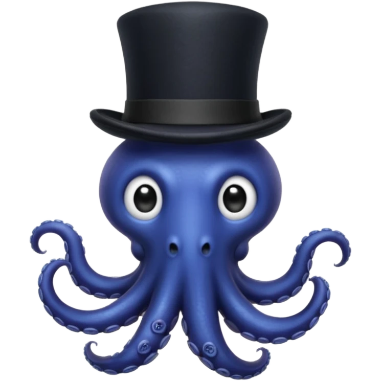 Henry the Octopus from the Wiggles with black hat and bow tie, indigo skin emoji