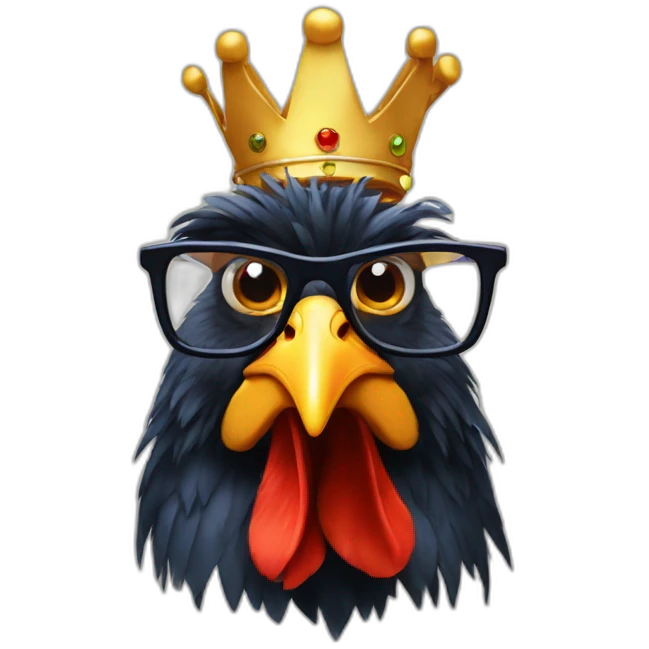 Rooster with glasses and crown emoji