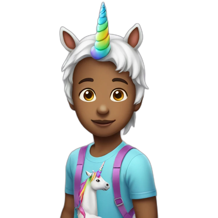 kid wearing unicorn hat emoji