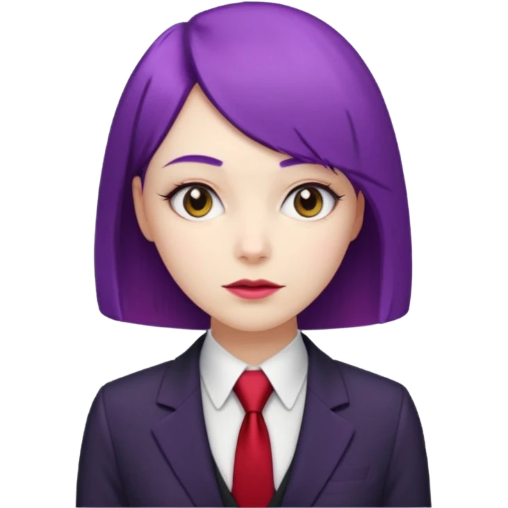 Office Lady with Purple Bob, black suit emoji