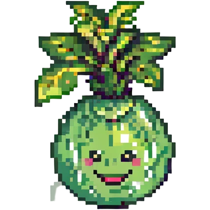 laughing radish, green and white, simple and clean emoji