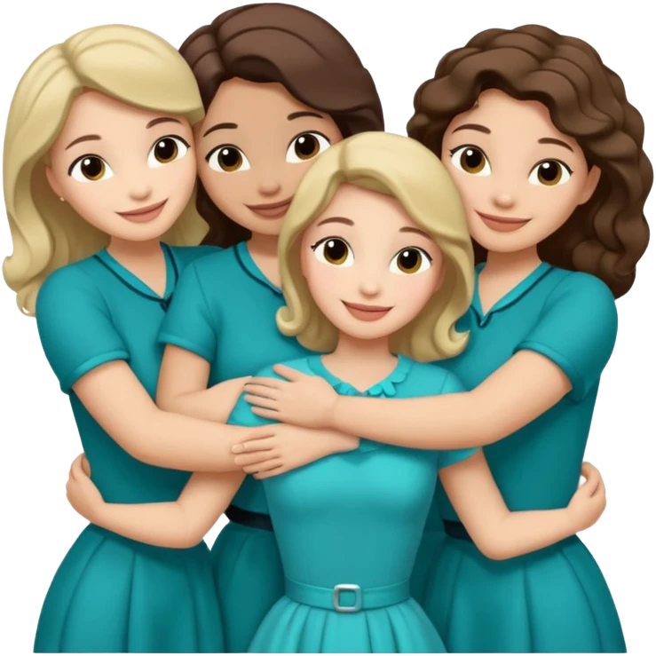 Teal group hug with Belles wording emoji