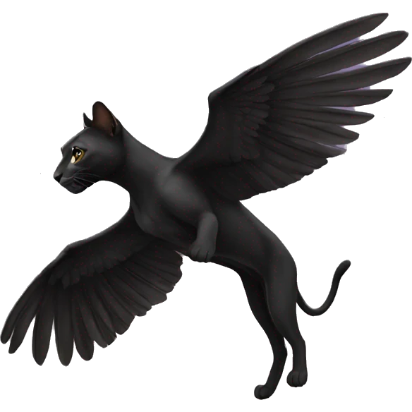 winged black puma flying emoji