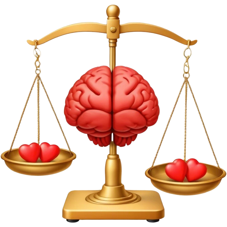 The brain and the heart are on the scale from different sides emoji