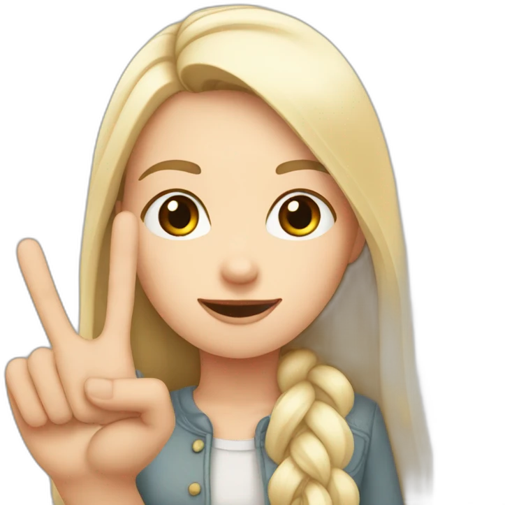 white girl showing three fingers on one hand emoji