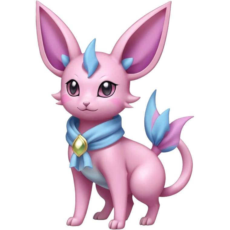 Shiny Cool Sparkly Cute Espeon-Sylveon-Nidorino-Fakemon-hybrid-fusion with a scarf full body emoji