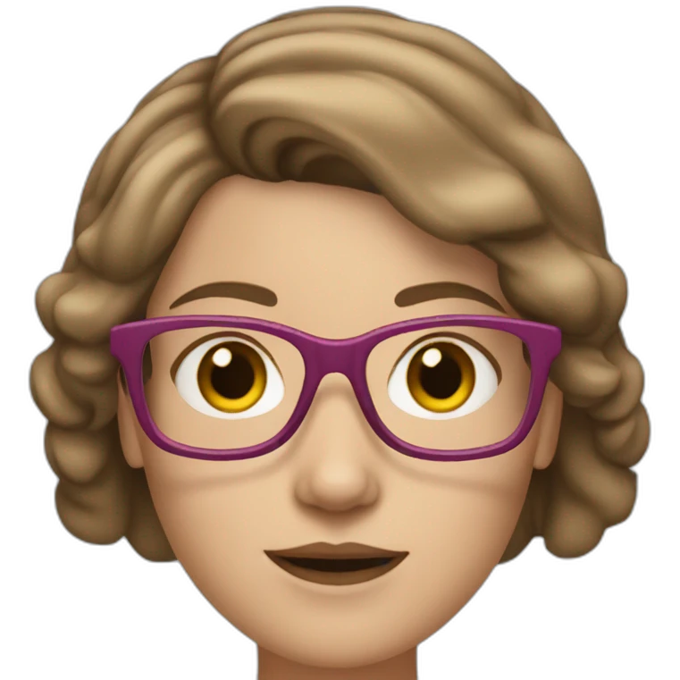 White Woman with a medium straitgh brown hair plus glasses and pink coach emoji