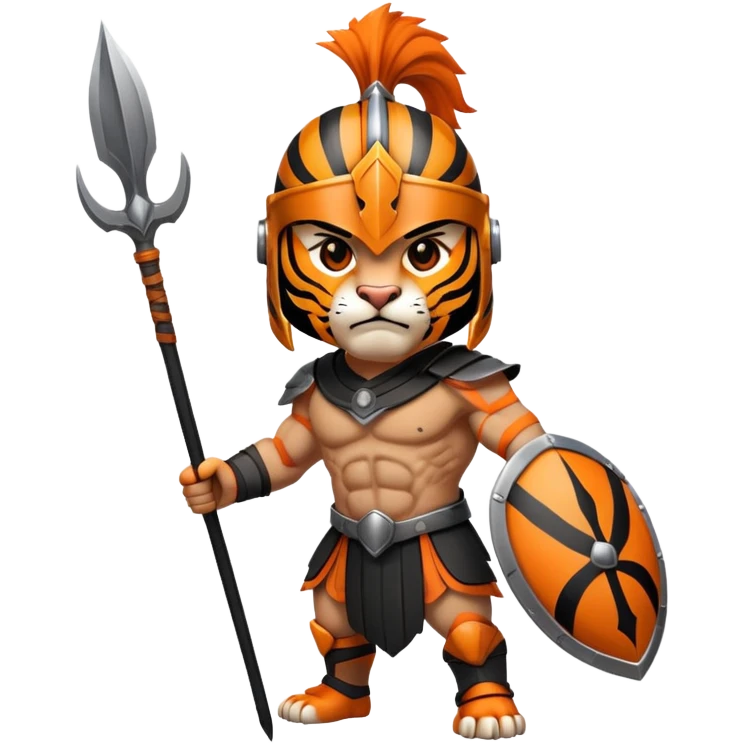 Spartan tiger warrior with helmet and spear emoji