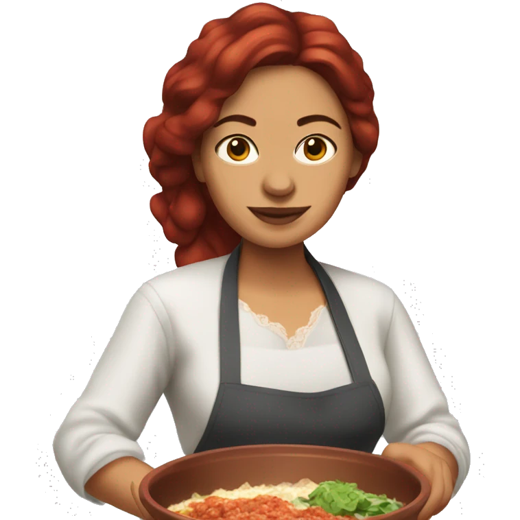 Dark Red Hair Mexican woman cooking birria emoji