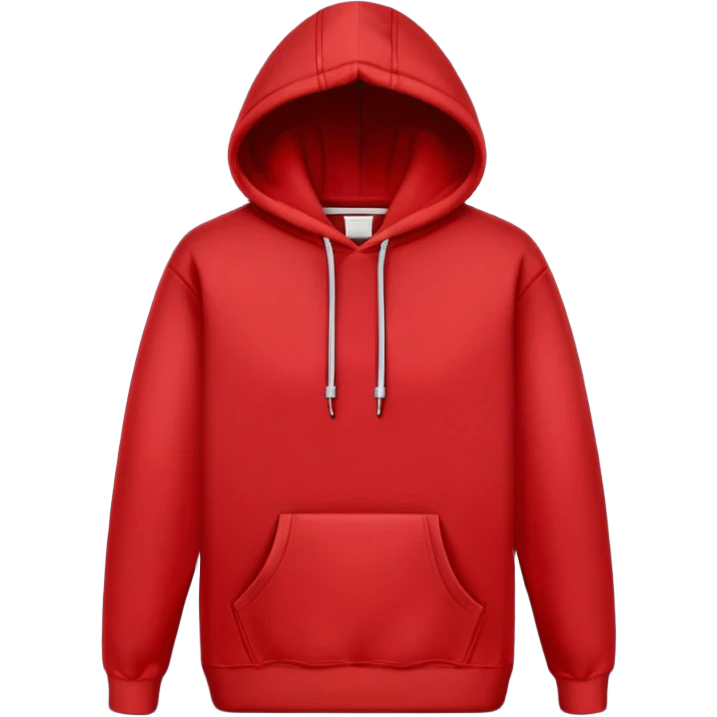 Red hoodie with drawstring and front pocket emoji