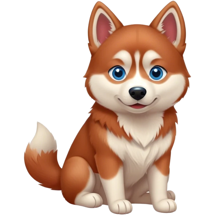 Cute, Disney-style red Siberian husky with blue eyes, sitting emoji