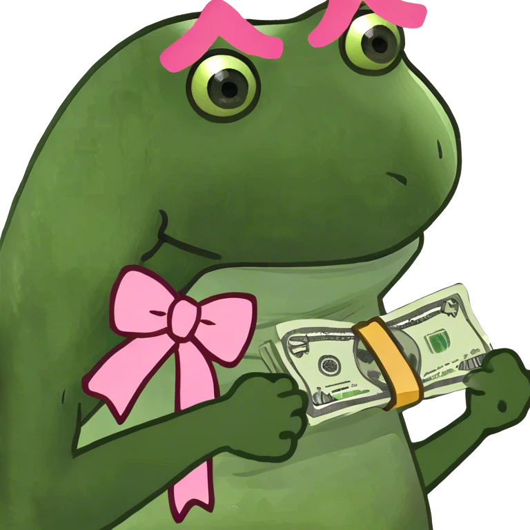 Pink bows with money emoji