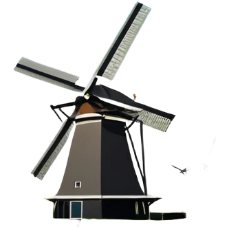 cinematic-realistic-kinderdijk-windmills-landmark-emoji,-showcasing-traditional-dutch-windmills-aligned-along-a-tranquil-canal,-with-lush-green-fields in a picture frame emoji