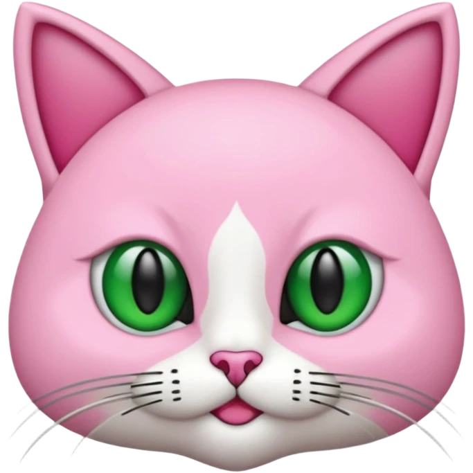 Bir siyah renkli kedi gözleri yeşil ve oturuyor boynunda pembe tasma var emoji