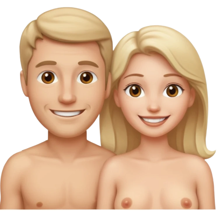 White Man and white woman emoji with no clothes emoji