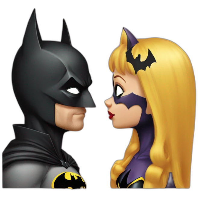 Batman kissing batgirl emoji