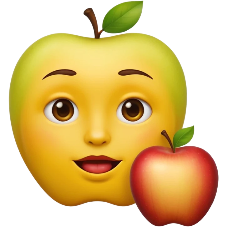 biting lip, round yellow face, realistic apple emoji style, no body, no hands, just the face emoji