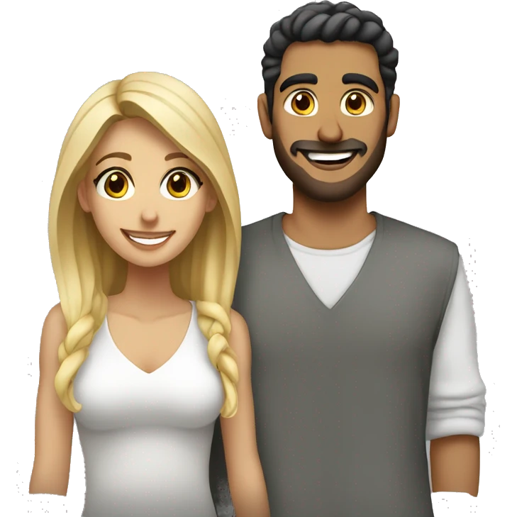 middle eastern guy with blonde girlfriend smiling  emoji