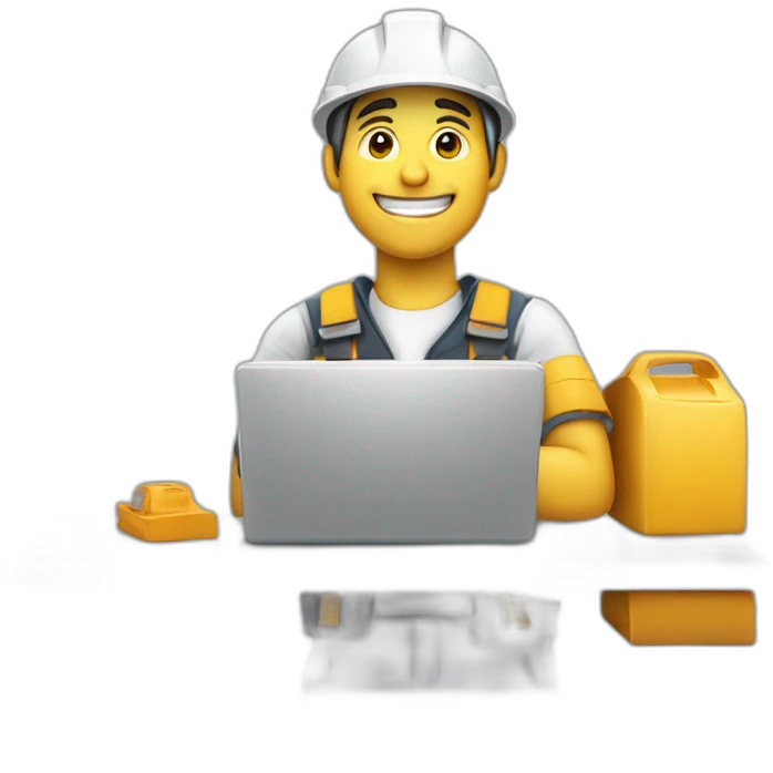 Ingeniero de tés moreno claro con caso y laptop emoji