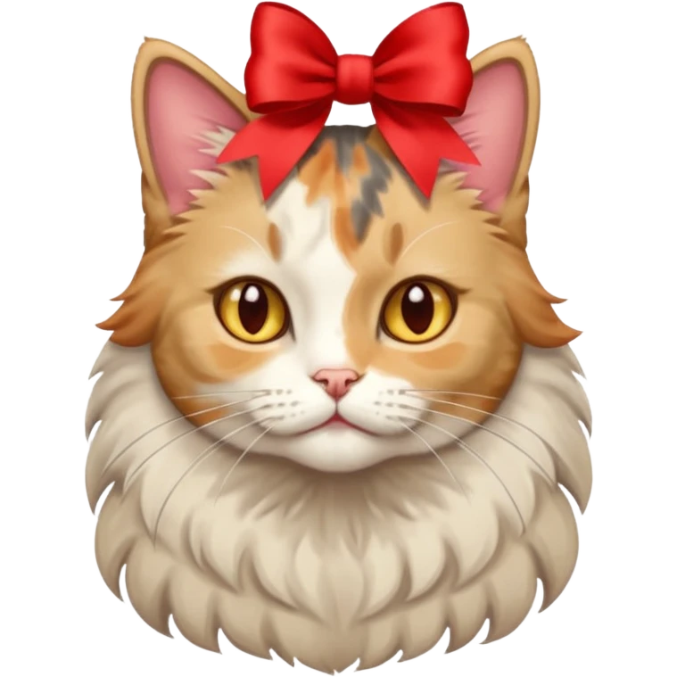 Dilute calico cat with ribbon emoji