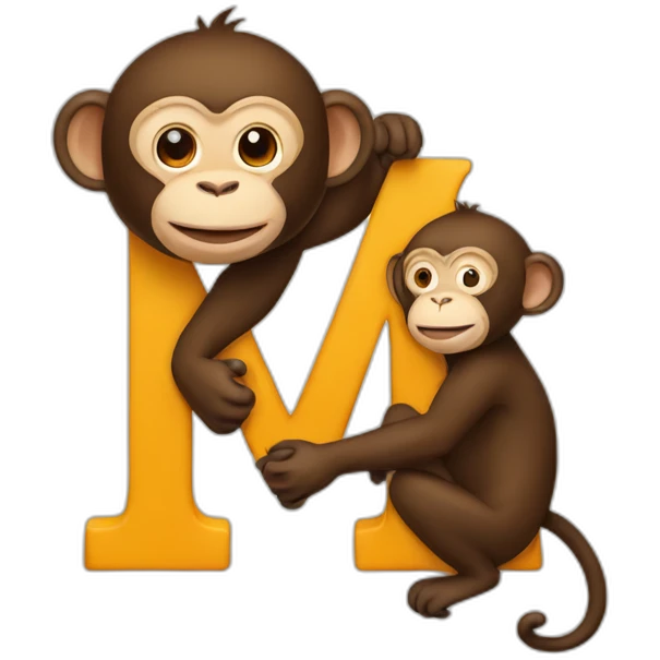 Letter M with monkey emoji