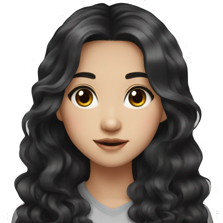 Beautiful girl,Black hair,wavy hair，long hair,Black eyes,Chinese emoji