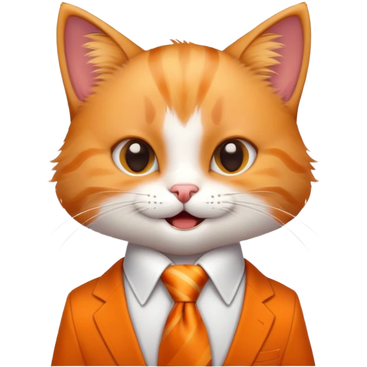 happy boy cat wearing a professional necktie, cheerful expression emoji