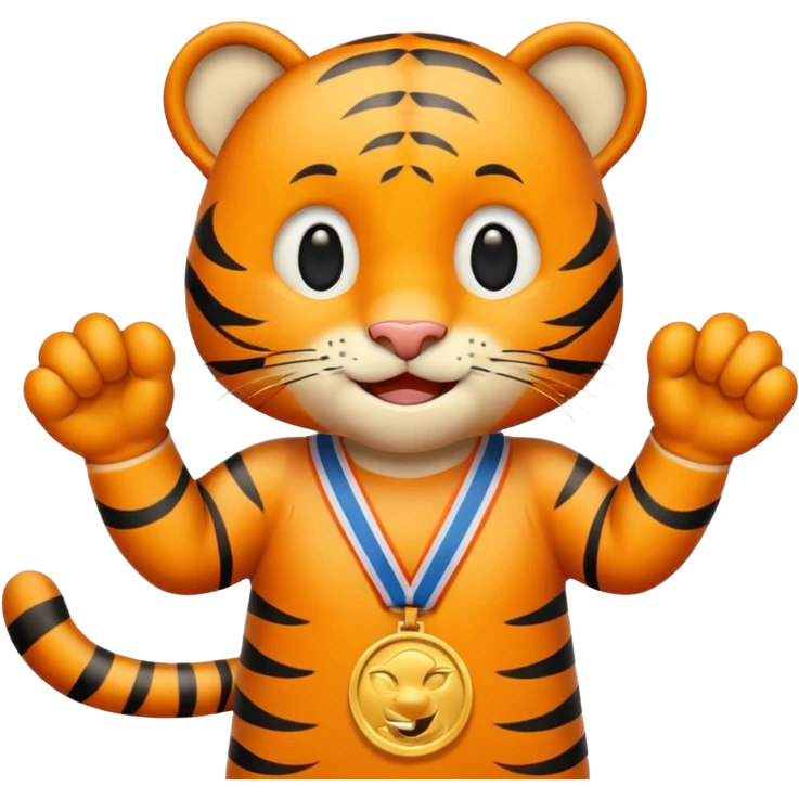 cute tiger wins medal emoji