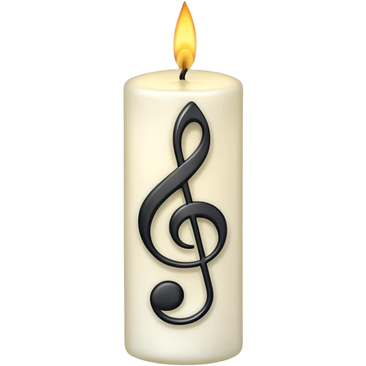 white candle with a music note emoji