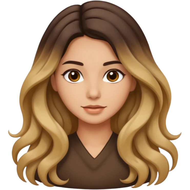 Morena com cabelo ondulado nas pontas  e de pele um pouco bronzeada cabelo grande raiz Lisa emoji