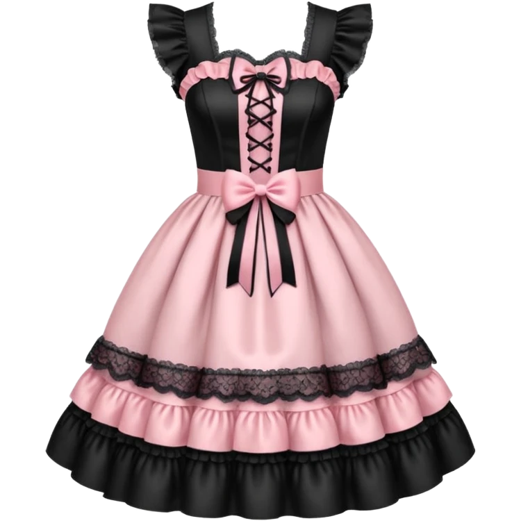 lolita dress ,  hearts, black and pink, cute,  emoji