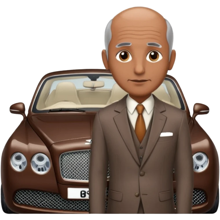 Slightly Balding graying indian guy in suit with a bentley names professor bw tlt emoji