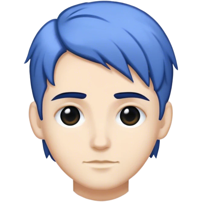 pessoa branca de cabelo azul marinho e olhos pretos emoji