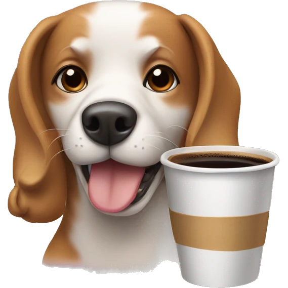 dog with a coffee cup emoji