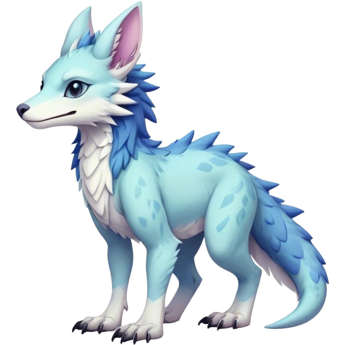 Feral Rare Fantasy cute pastel Vernid-Sergal-animal-creature-hybrid by LiLaiRa, markings, tufted ears, full body emoji
