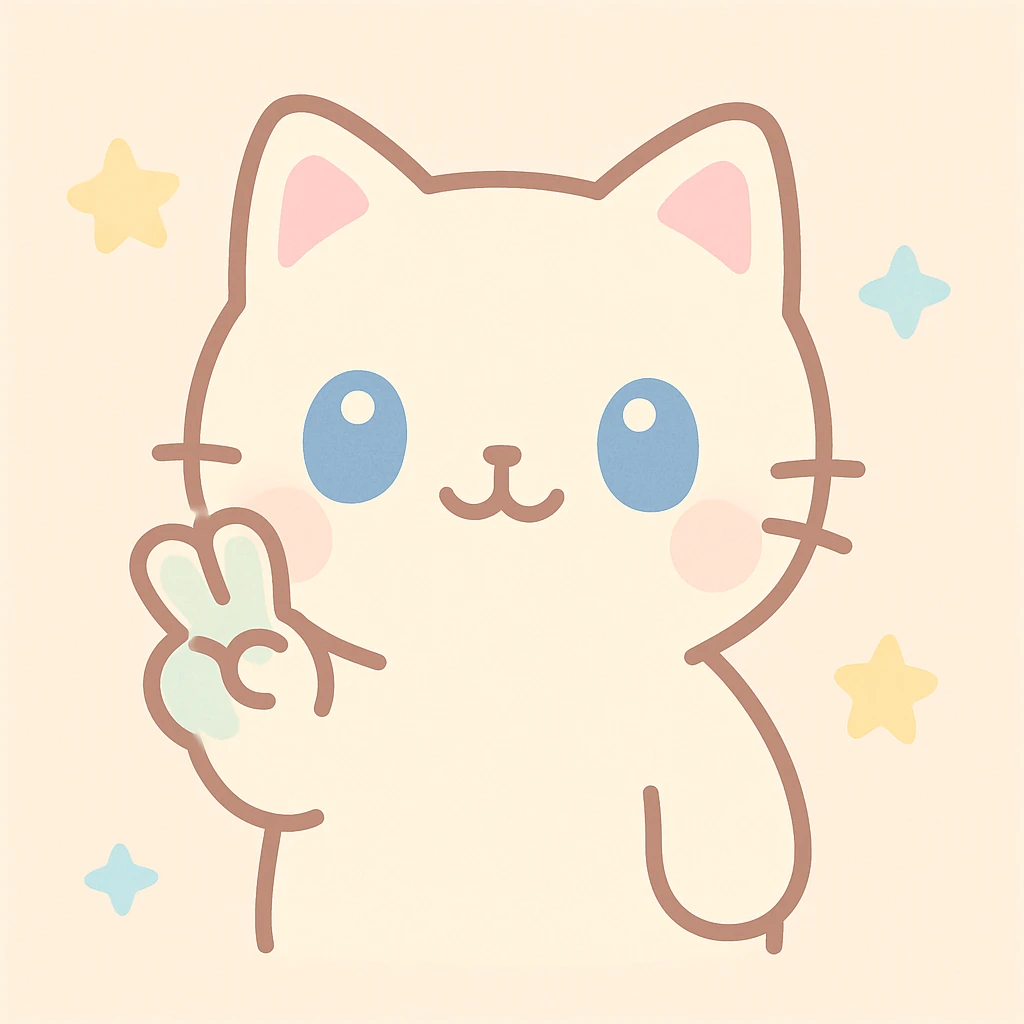 cat making a peace sign emoji