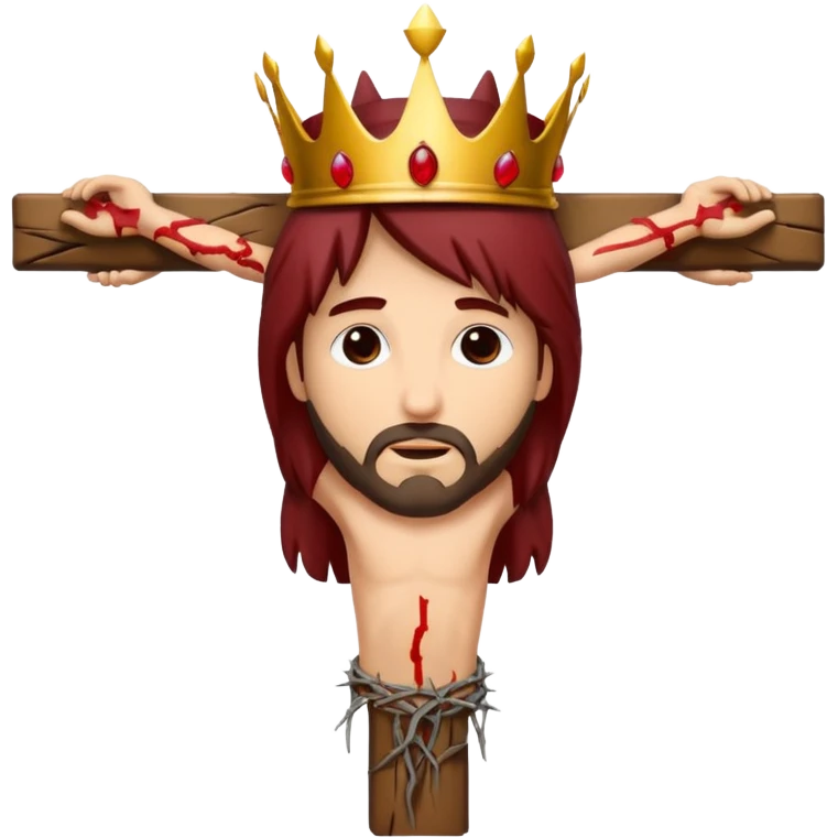 Christ hanging on the cross with the crown of thorns and the blood on him emoji