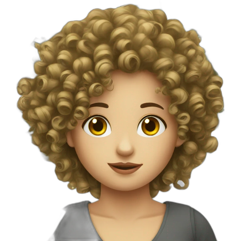 Curly European Girl and money emoji