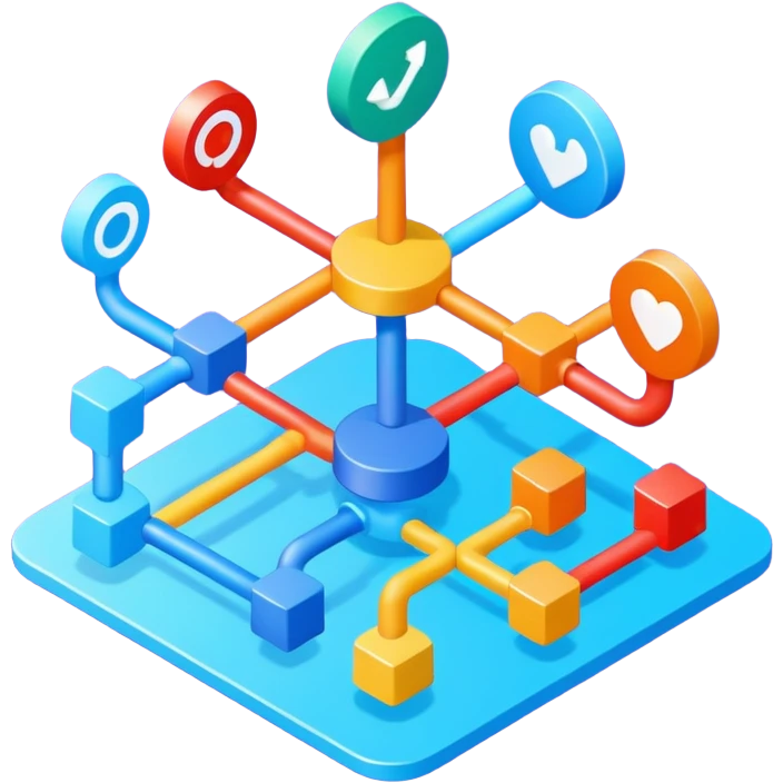 create an isometric analogous to showcase ease of workflows and integrations with AI, so like show lots of lines to exemplify workflows emoji