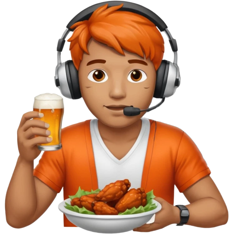 Football and tv and buffalo wings and beer and Xbox and a man with headset emoji