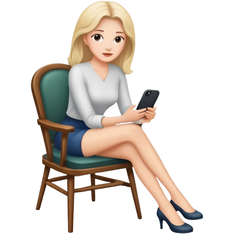 white woman sitting down on a chair emoji