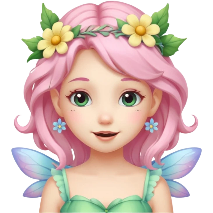 cute pastel fairy girl flower head decoration wink emoji